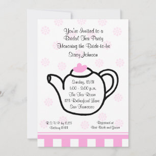 Roze Vrijgezellenfeest Tea Party Uitnodiging