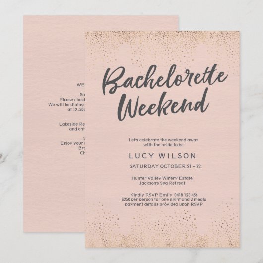 Roze vrijgezellenfeest uitnodiging (Voorkant / Achterkant)