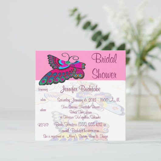 Roze Vrijgezellenfeest van Butterfly Kaart (Staand voorkant)