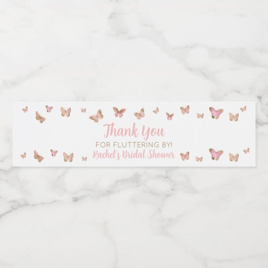 Roze Vrijgezellenfeest van Butterfly Waterfles Etiket (Enkel label)