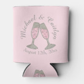 Roze Vrijgezellenfeest van Champagne Glasses Weddi Blikjeskoeler (Voorkant)