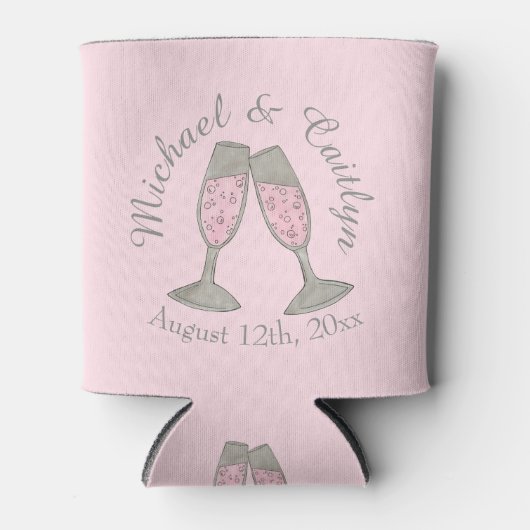 Roze Vrijgezellenfeest van Champagne Glasses Weddi Blikjeskoeler (Voorkant)