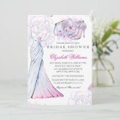 Roze Vrijgezellenfeest van de Floral Wedding Gown Kaart (Staand voorkant)