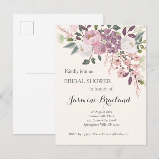 Roze Vrijgezellenfeest van de Lente Uitnodiging Briefkaart (Voorkant / Achterkant)