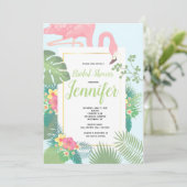 Roze Vrijgezellenfeest van de Palmboom van Flaming Kaart (Staand voorkant)