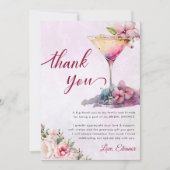 Roze Vrijgezellenfeest van Floral Bedankkaart (Voorkant)