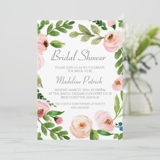 Roze Vrijgezellenfeest van Floral Kaart (Staand voorkant)