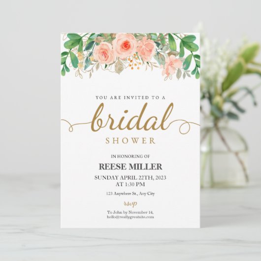 Roze Vrijgezellenfeest van Floral Kaart (Staand voorkant)