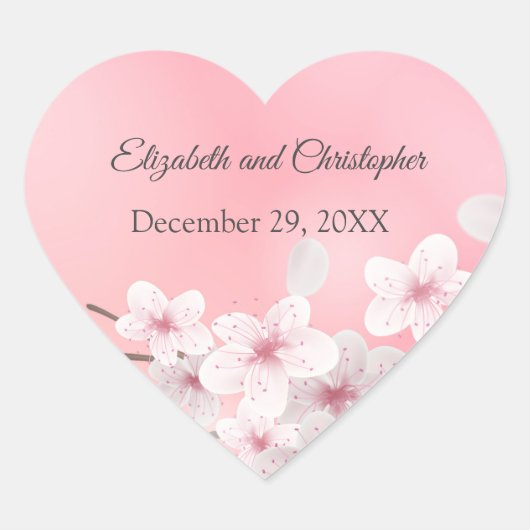 Roze Vrijgezellenfeest van Floral Wedding Hart Sticker (Voorkant)