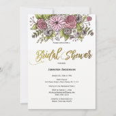 Roze Vrijgezellenfeest van goudbloemen Kaart (Voorkant)