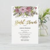 Roze Vrijgezellenfeest van goudbloemen Kaart (Staand voorkant)