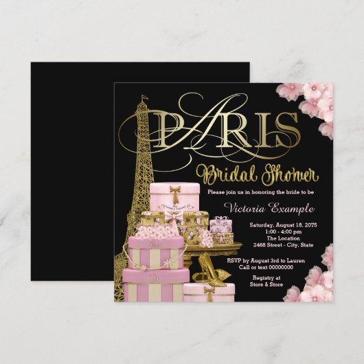 Roze Vrijgezellenfeest van Parijs Kaart (Voorkant / Achterkant)