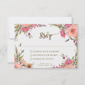 roze vrijgezellenfeest voor de bruiloft van wilde  RSVP kaartje (Voorkant)