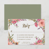 roze vrijgezellenfeest voor de bruiloft van wilde  RSVP kaartje (Voorkant / Achterkant)