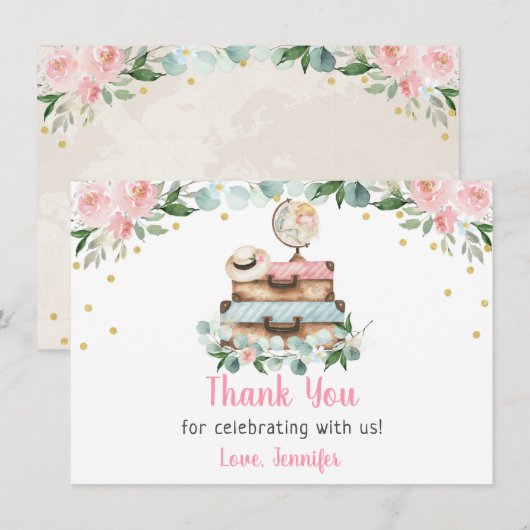 Roze Vrijgezellenfeest voor goudreizen Bedankkaart (Voorkant / Achterkant)