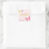 Roze Vrijgezellenfeest voor witte vlinder Vierkante Sticker (Tas)