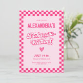 Roze vrijgezellenfeest weekendfeest kaart (Staand voorkant)