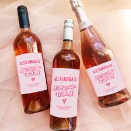 Roze vrijgezellenfeest wijn etiket