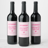 Roze vrijgezellenfeest wijn etiket (Flessen)