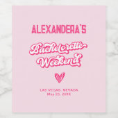 Roze vrijgezellenfeest wijn etiket (Enkel label)