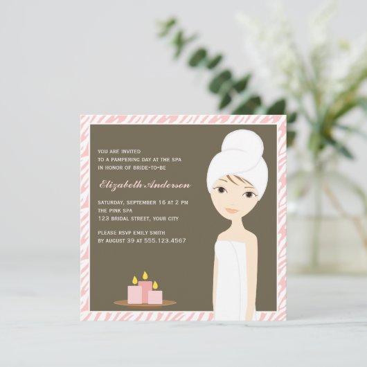 Roze Vrijgezellenfeest Zebra Pattern Spa Kaart (Staand voorkant)