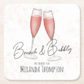 Roze Vrijgezellenfeesten brunch en bubbels Kartonnen Onderzetters (Voorkant)
