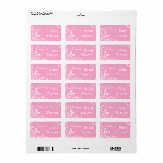 Roze Vrijgezellenfeesten labels (Full Sheet)