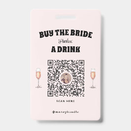 Roze vrijgezellenfeestje Koop de bruid een drankje Badge