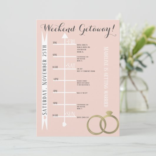 Roze vrijgezellenweekend Foil Ring- Grijs Kaart (Staand voorkant)