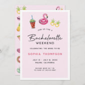 Roze vrijgezellenweekend Palm Beach uitnodiging (Voorkant / Achterkant)