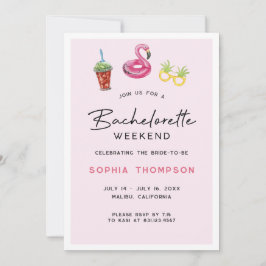 Roze vrijgezellenweekend Palm Beach uitnodiging