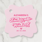 Roze vrijgezellinnenfeest bedankjes labels (Voorkant)