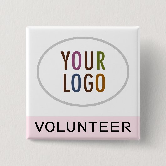 Roze Vrijwilliger Button Badge Pin Custom Logo Squ (Voorkant)