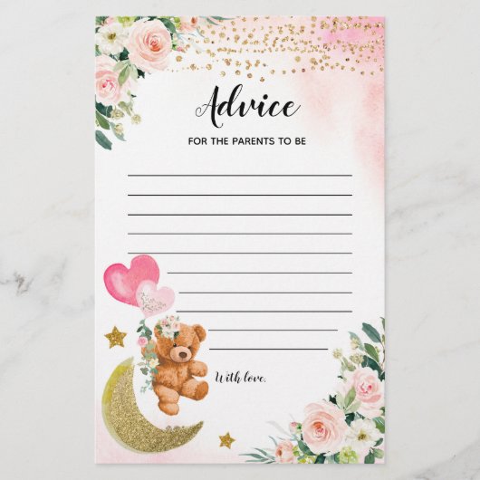 Roze vroege Baby shower advies voor ouderenspelen (Voorkant)