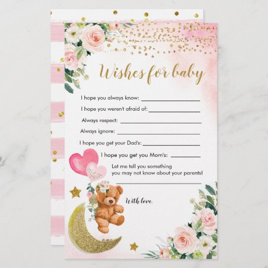 Roze vroege Baby shower wil Baby (Voorkant / Achterkant)