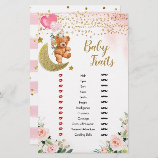 Roze vroege Baby Traits Shower (Voorkant / Achterkant)