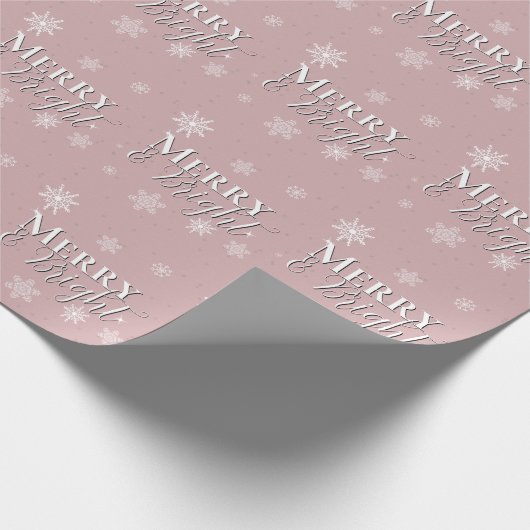 Roze Vrolijk en Heldere Sneeuwvlokken Kerstmis Cadeaupapier (Hoek)