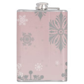 Roze Vrolijk en Heldere Sneeuwvlokken Kerstmis Heupfles (Achterkant)