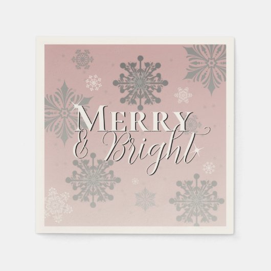 Roze Vrolijk en Heldere Sneeuwvlokken Kerstmis Servet (Voorkant)