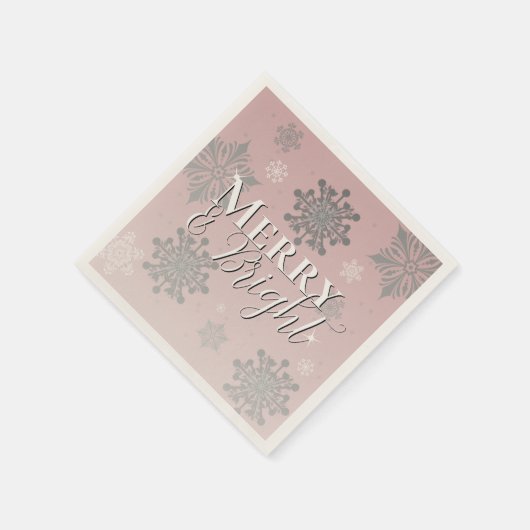 Roze Vrolijk en Heldere Sneeuwvlokken Kerstmis Servet (Hoek)