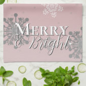 Roze Vrolijk en Heldere Sneeuwvlokken Kerstmis Theedoek (Gevouwen)