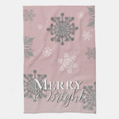 Roze Vrolijk en Heldere Sneeuwvlokken Kerstmis Theedoek (Verticaal)