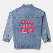 Roze Vrolijk & Helder Kerstmis Gepersonaliseerde N Denim Jacket (Achterkant)