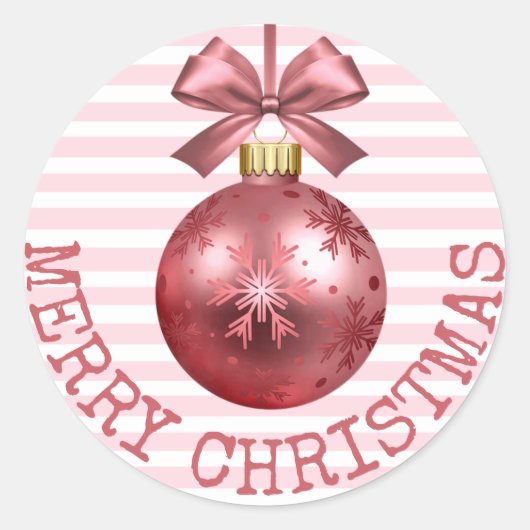  Roze Vrolijk Kerst Ornament Stickers (Voorkant)