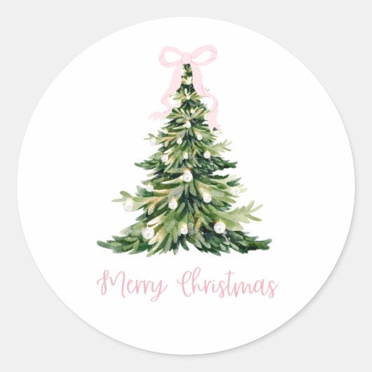 Roze Vrolijk Kerstcadeau Sticker (Voorkant)