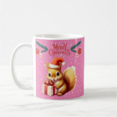 Roze Vrolijk Kerstfeest - Chipmunk Koffiemok (Links)