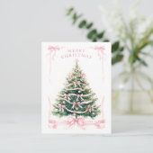 Roze vrolijk kerstfeest  feestdagenkaart (Staand voorkant)