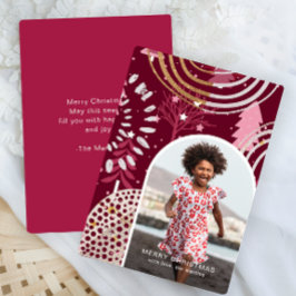 Roze Vrolijk Kerstfeest Foto Groet Bericht Feestdagenkaart