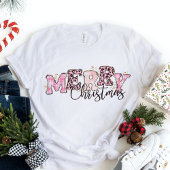 Roze Vrolijk Kerstfeest Geplaid Luipaard Print Gli Tri-Blend Shirt