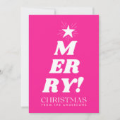 Roze Vrolijk Kerstfeest Niet Foto Vakantie Kaart (Voorkant)